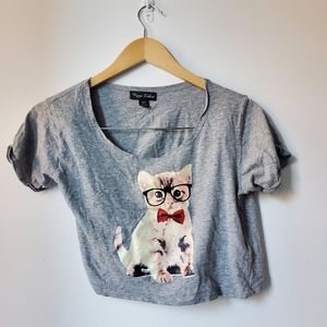 River Island Kitten/Cat Cropped Top - Size M
